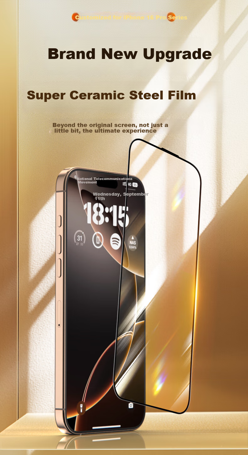 Защитное стекло LLUNC для Apple iPhone 16 Pro Max, полное покрытие, HD, антибликовое, ультратонкое, противоударное, противопылевое