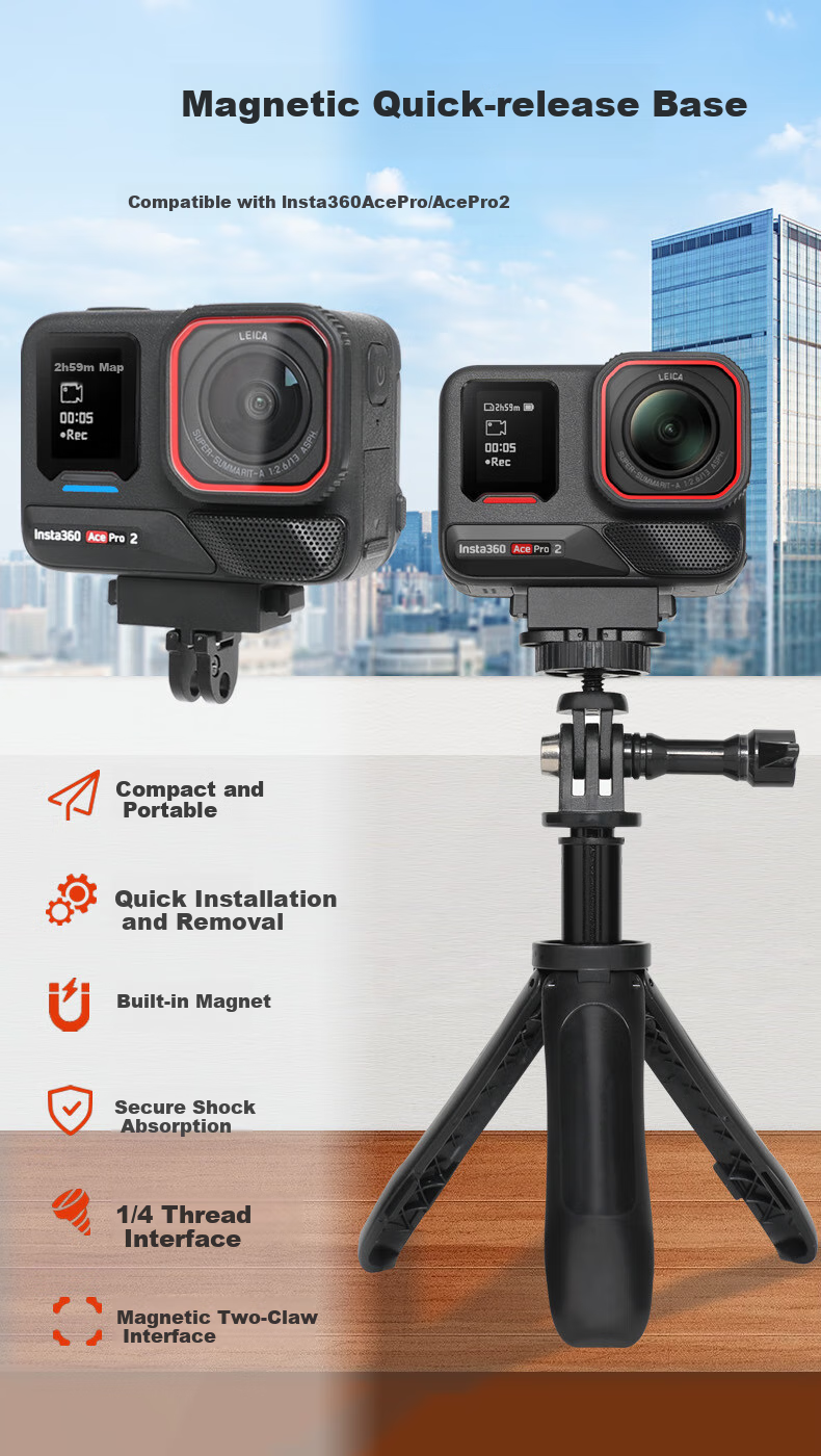 Магнитный быстросъемный кронштейн Qiye, аксессуар для экшн-камеры Insta360 Ace Pro 2