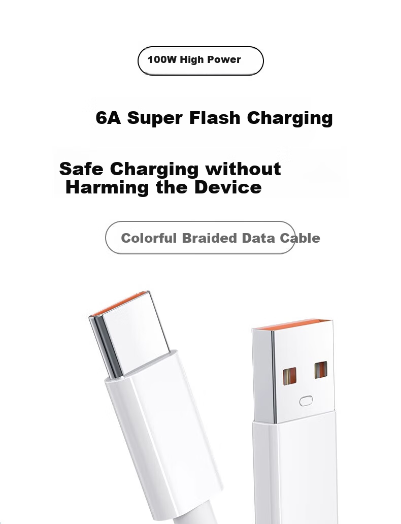 Кабель Nengshi Type-C, 100W, 6A, для Huawei Nova, Xiaomi, Vivo, Honor, OPPO, синий, 1 метр