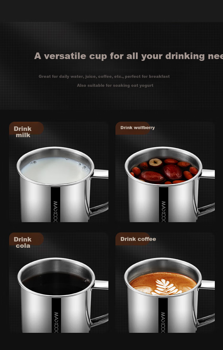 Кружка для воды MAXCOOK из нержавеющей стали 316L, детская, с ситечком для чая, студенческая, с крышкой и ручкой, 240 мл