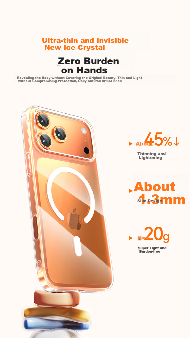 Чехол LLUNC для iPhone 17 Pro Max, прозрачный, ультратонкий, с MagSafe, защита от пожелтения