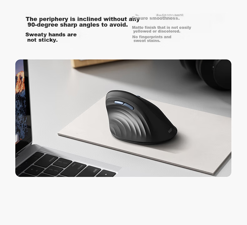 Эргономичная вертикальная беспроводная мышь W&P MV50, Bluetooth, 2.4 ГГц, 52° вертикальный захват, тихий клик, для правой руки, черный