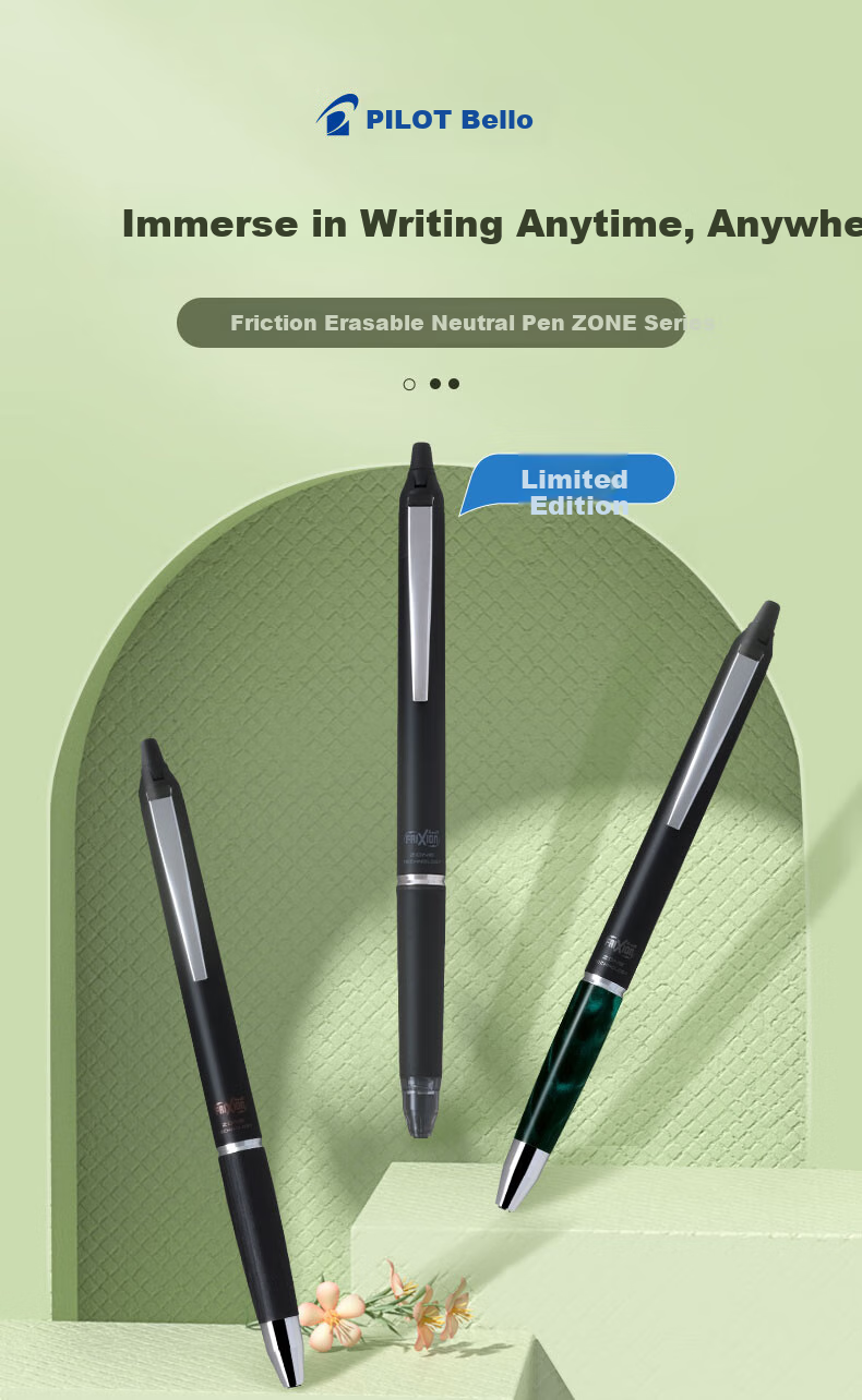  PILOT Retractable Erasable Pen, ZONE Series Gel Pen, Signing Pen, Black Ink Pen, Stationery Office Supplies LFBKZ-50F 0.7mm Midnight Black/Black