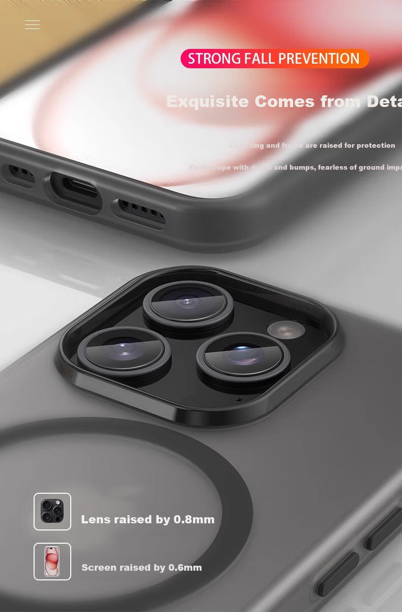ZHIWEISHI Чехол-накладка с MagSafe для Apple iPhone 16 Pro Max, противоударный, полупрозрачный, матовый, черный