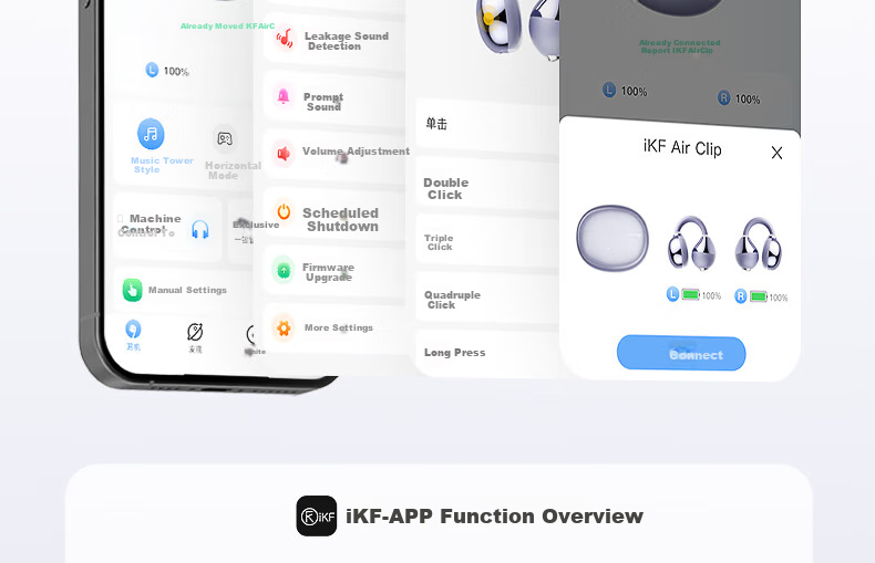 Беспроводные наушники-клипсы iKF Air Clip Art Edition с костной проводимостью, Hi-Fi звук, для спорта и музыки, темно-ночной черный