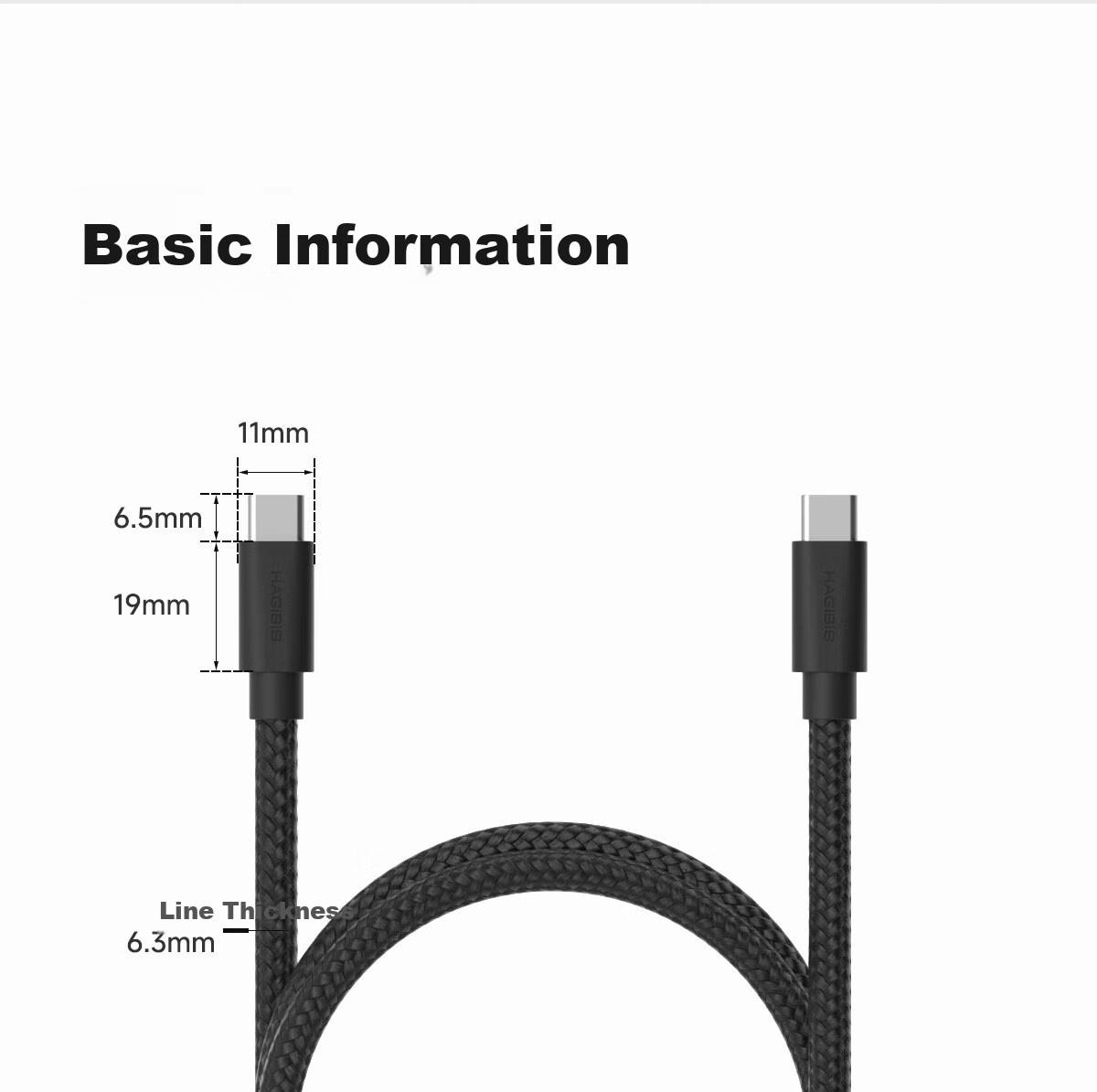 Кабель Hagibis Type-C USB 4, Thunderbolt 4/5, 80 Гбит/с, 240 Вт, 0.5 м
