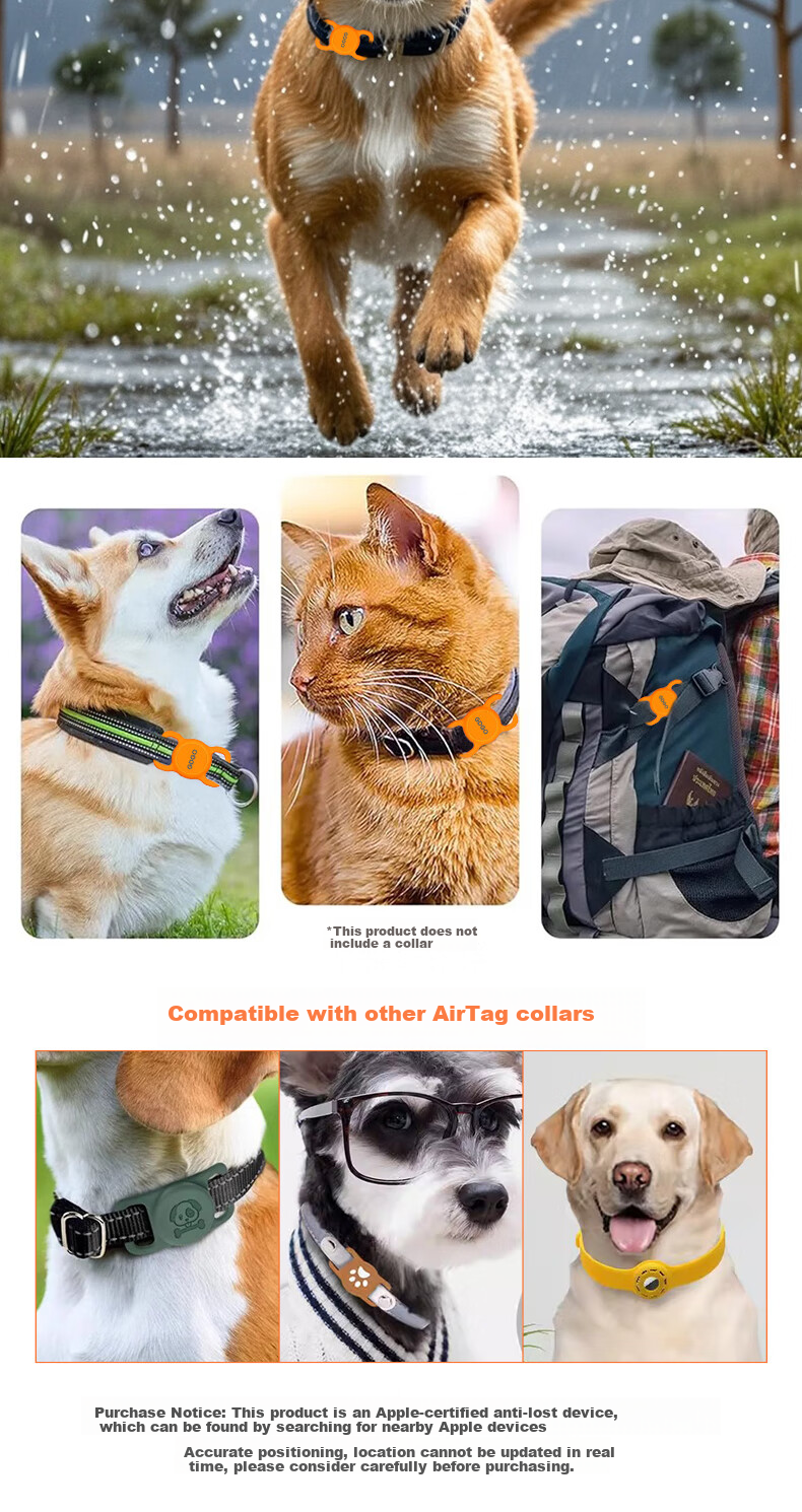 GDGO [Apple-Specific] Tracker Anti-Loss Anti-Drifting Compatible with AirTag, Cat Dog Pet Collar Neck Strap, Electric Vehicle Locator Device, Anti-Loss Tag MFi Certified