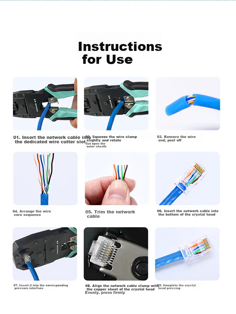Кримпер (обжимной инструмент) SAMZHE WJ-3068 для сетевых и телефонных кабелей RJ45, 4P/6P/8P, инструмент для зачистки и резки проводов