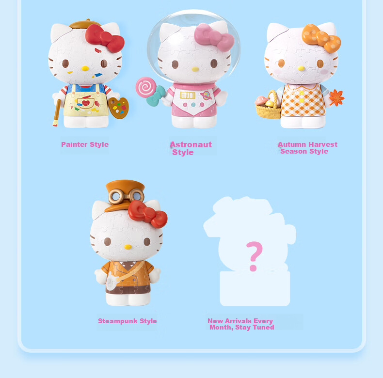 3D-JP Sanrio Hello Kitty Trendy Figurine, 3D Puzzle, Home Decoration, Birthday Gift for Women, Wealth Attraction