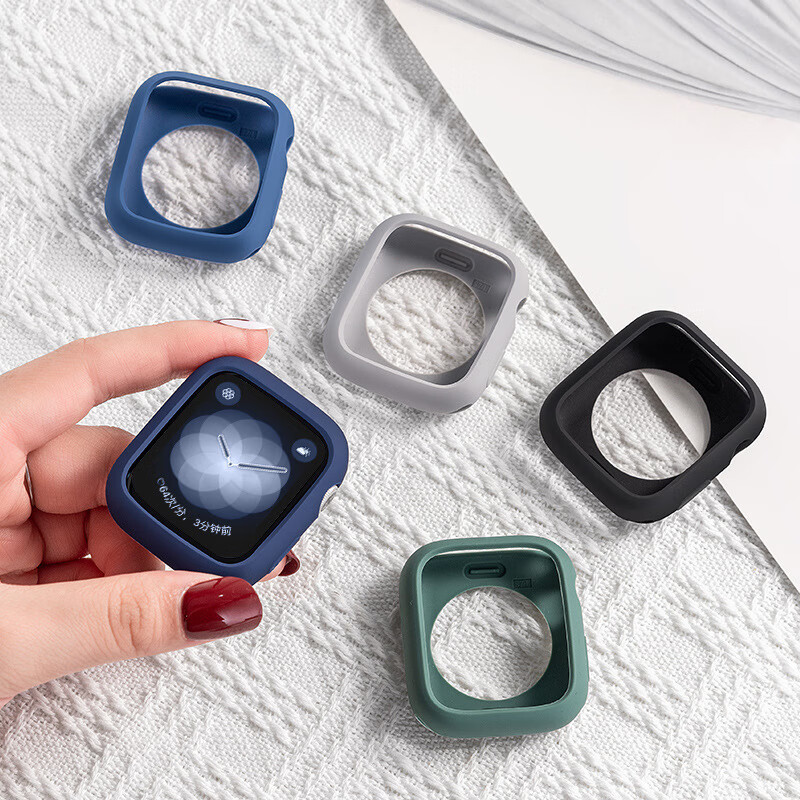 Защитный чехол Beiyipin для Apple Watch Series 8, S10, S7 SE, Series 6, S9, силиконовый, черный