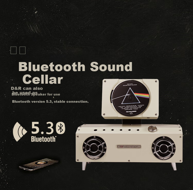 Портативная акустика Wu Brand, 2.1 канальная Bluetooth-колонка, CD-плеер, цвет "Diamond Rust Beige", креативный подарок