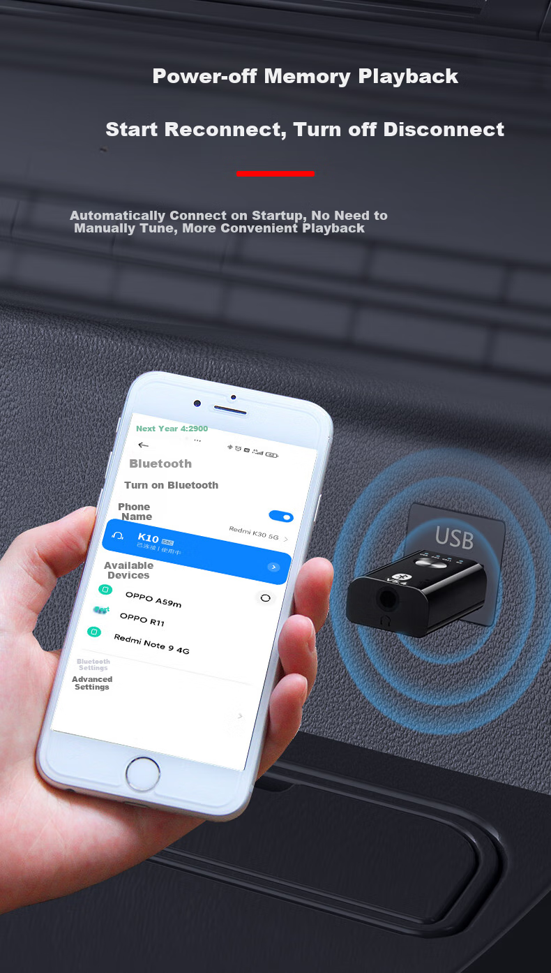 BIAZE USB Bluetooth Adapter 5.4 Audio Receiver/transmitter Two-In for Mobile to AUX Car Speakers/sound Systems Amplifiers, Calls/music navigatio