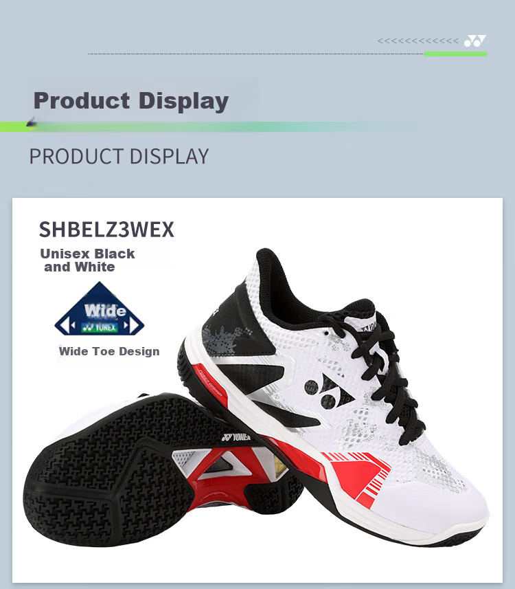 Кроссовки для бадминтона YONEX SHB-ELZ3WEX, унисекс, широкая версия, белые с черным, размер 38