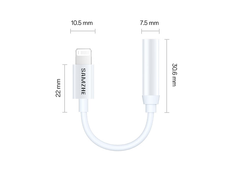 Переходник SAMZHE Lightning на 3.5 мм для наушников, аудиоконвертер для iPhone