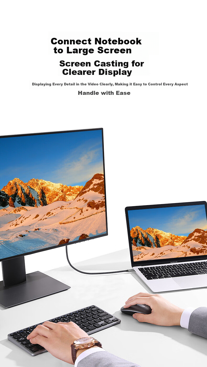 Кабель KSRGB HDMI - Type-C, адаптер Thunderbolt 3 для Mac, Huawei, PS, монитора, 4K 60Hz, 2 метра