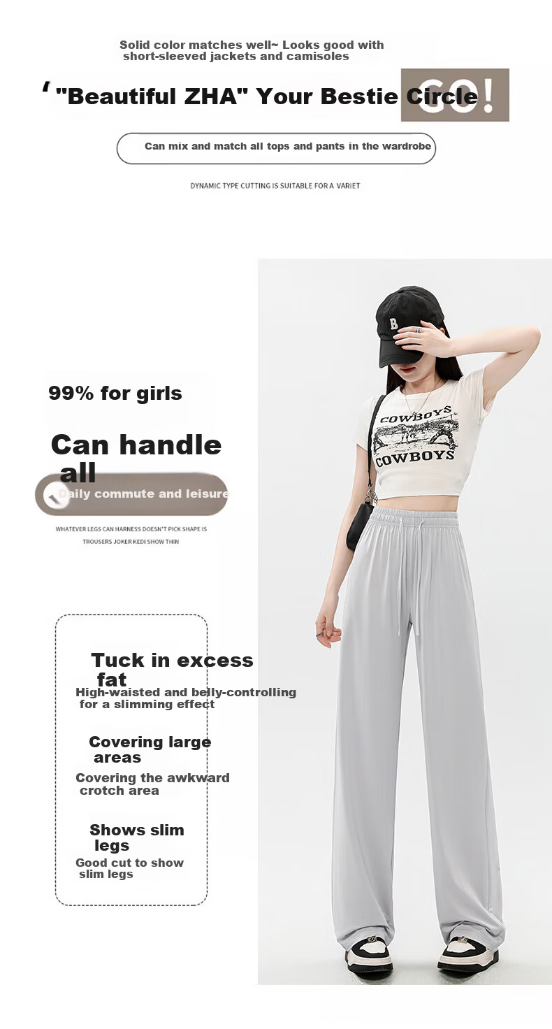Повседневные брюки Jeanswest для женщин, осенние, свободные, удобные, универсальные, с кулиской, из ледяного шелка, защищающие от солнца, темно-серые, XL