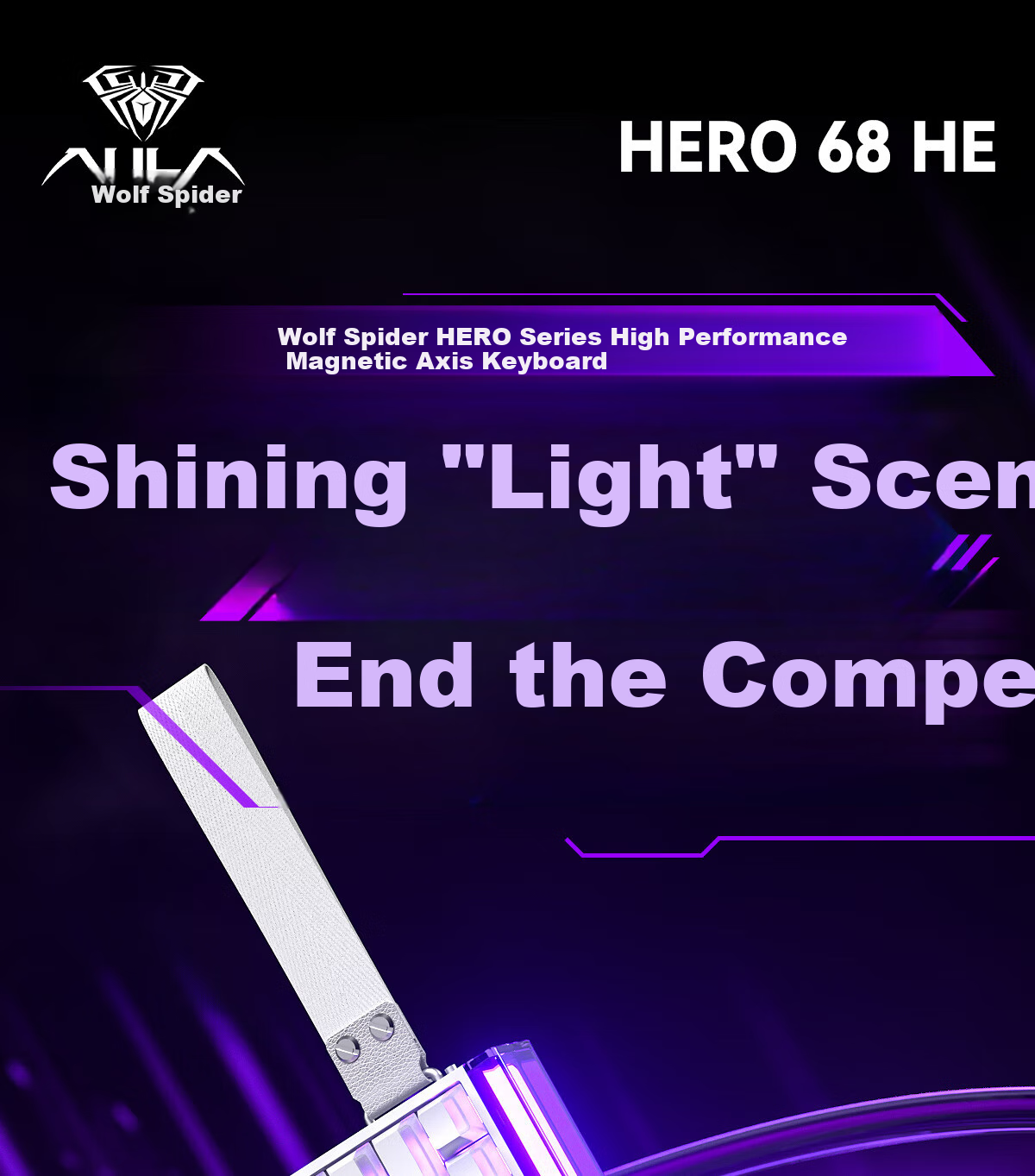 Магнитная механическая клавиатура AULA HERO 68HE, игровая, проводная, RGB подсветка, розовый
