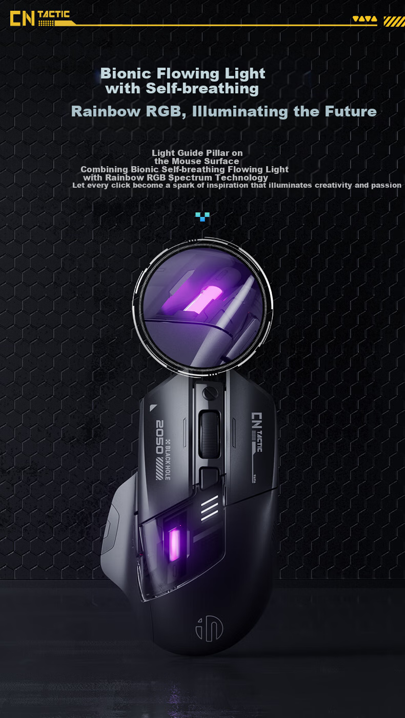 Беспроводная игровая мышь INPHIC A9 Explorer Edition V2, проводная/Bluetooth, RGB, 12000 DPI, белая