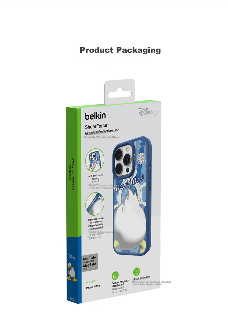 Чехол для iPhone 16 Pro BELKIN Disney Donald Duck Custom Edition, MagSafe, противоударный, TPU, оранжевый