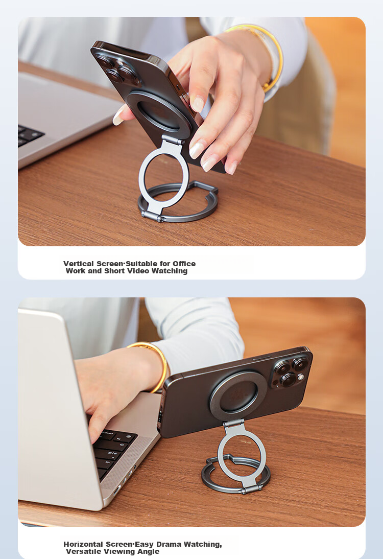 Магнитный держатель для телефона THE TREE MagSafe, складной, ультратонкий, портативный, из алюминиевого сплава, для настольного использования, 360° вращение