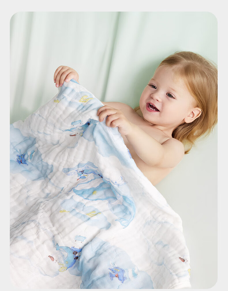 Детское банное полотенце Babycare, муслиновое, для новорожденных, размер 70х70 см, цвет "Цинчуань синий"