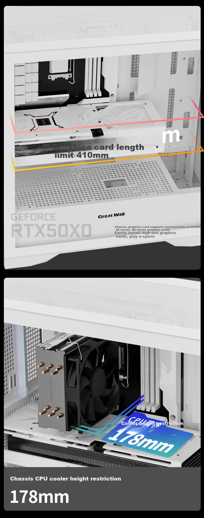 Корпус для компьютера Great Wall Ice Frost X7W Белый (Магнитная панель, поддержка материнских плат ATX, E-ATX, M-ATX, поддержка водяного охлаждения 360 мм, 9 вентиляторов, 5090)