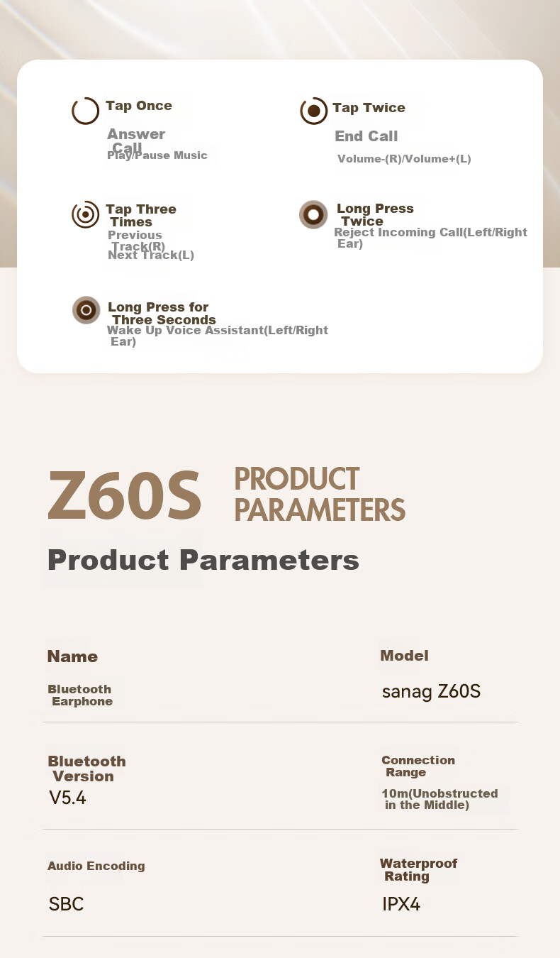 Беспроводные наушники SANAG Z60S с костной проводимостью, Bluetooth 5.4, защита от воды IPX4, до 50 часов работы, черный