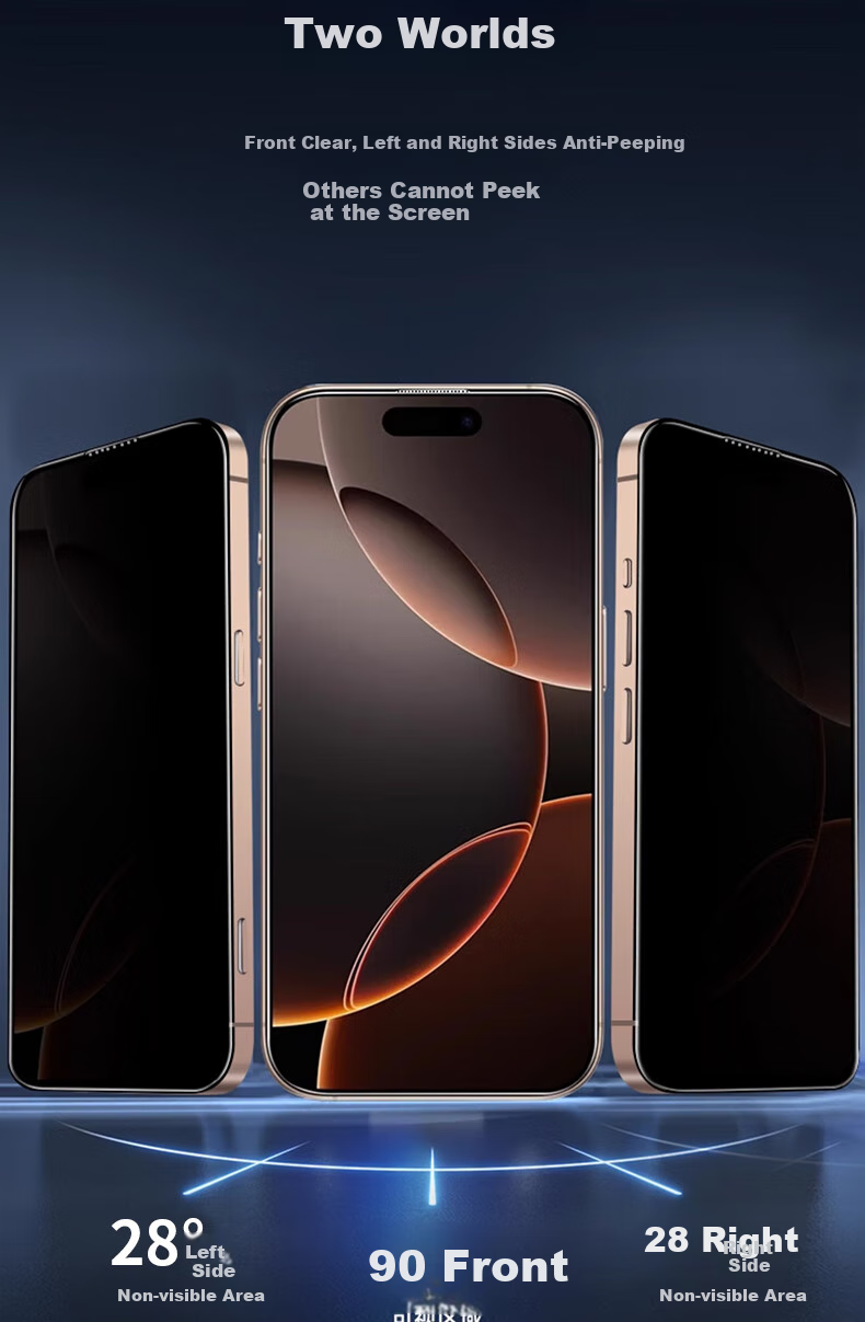 Защитное стекло Smorss для Apple iPhone 16 Pro Max, 28° антишпионское, противоударное, полное покрытие экрана, HD, 2 шт.