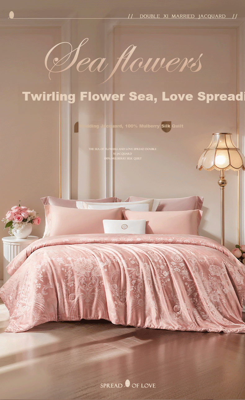 Одеяло FUANNA Home Textiles "Свадебная радость", 100% натуральный шелк, размер Double, всесезонное, 203x229 см, розовое