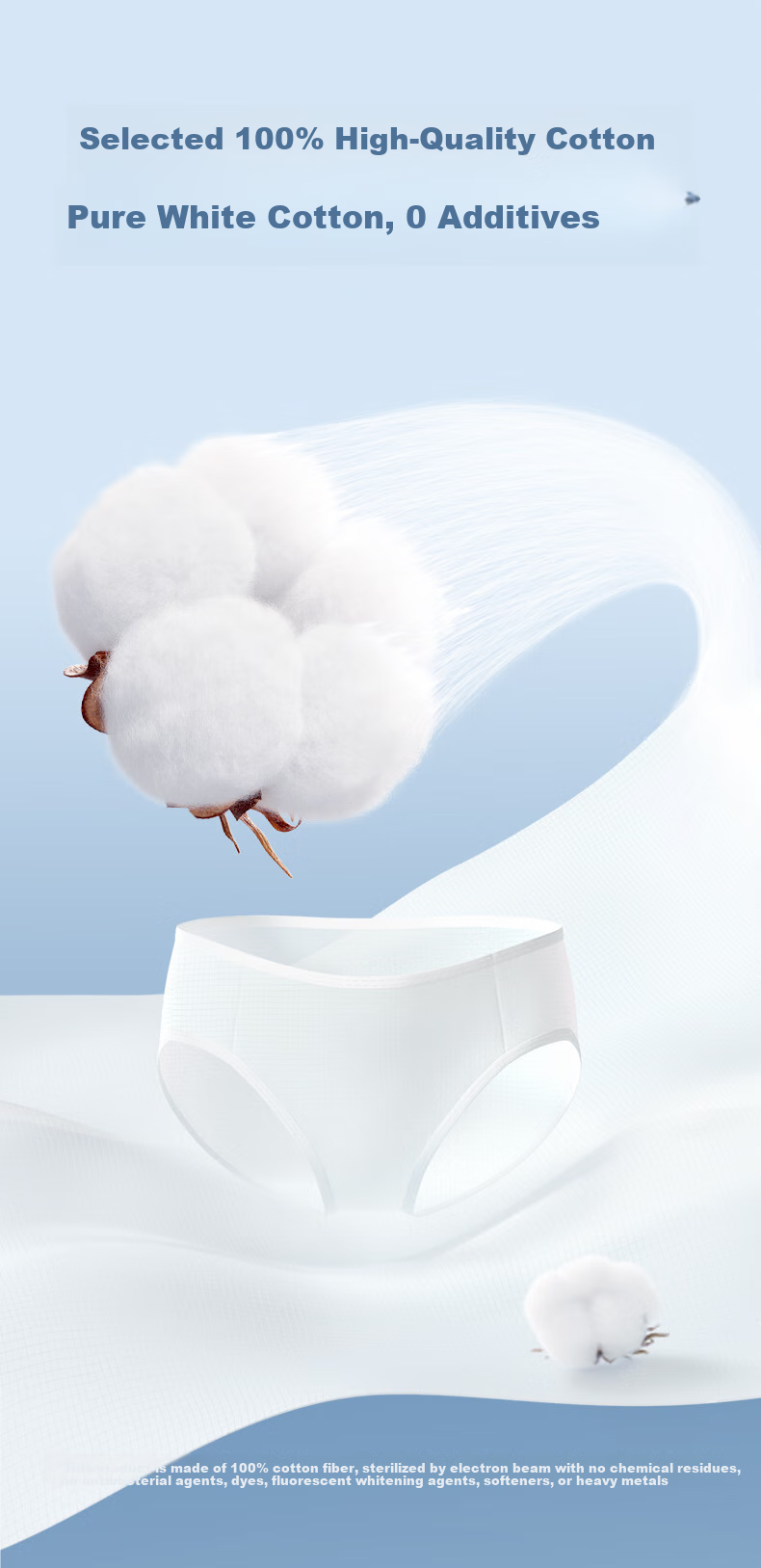 Одноразовые женские трусы PurCotton из хлопка для путешествий, беременности, послеродового периода, повседневного использования, без ворса, стерилизованные, размер M, 5 штук