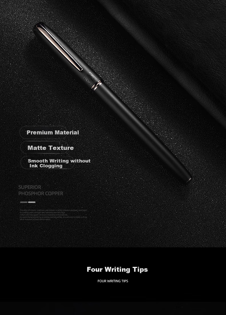 Перьевая ручка Pimio Malaga Series 916 Midnight Black, 1.0 мм, черная, с изогнутым пером, для каллиграфии и письма