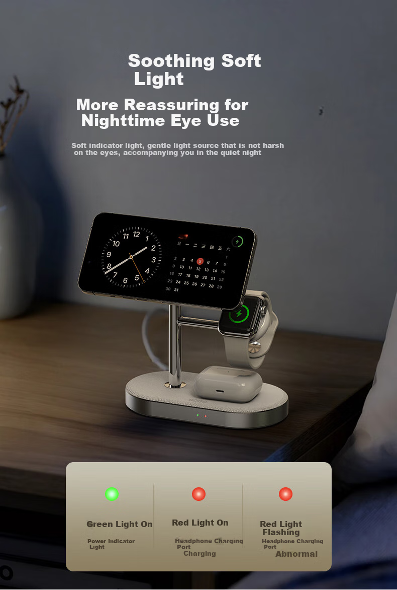 Беспроводное зарядное устройство GDGO [Qi2 Certified] 3-в-1, 15 Вт, MagSafe, для Apple Watch Series 1-10, iPhone 17/16, AirPods
