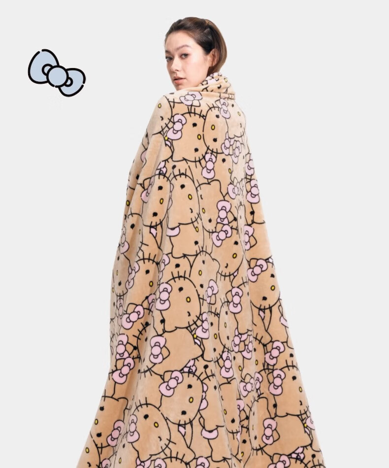 Плед флисовый с принтом Hello Kitty от tbh, теплый, для дивана, офиса, дома, размер 290x162 см