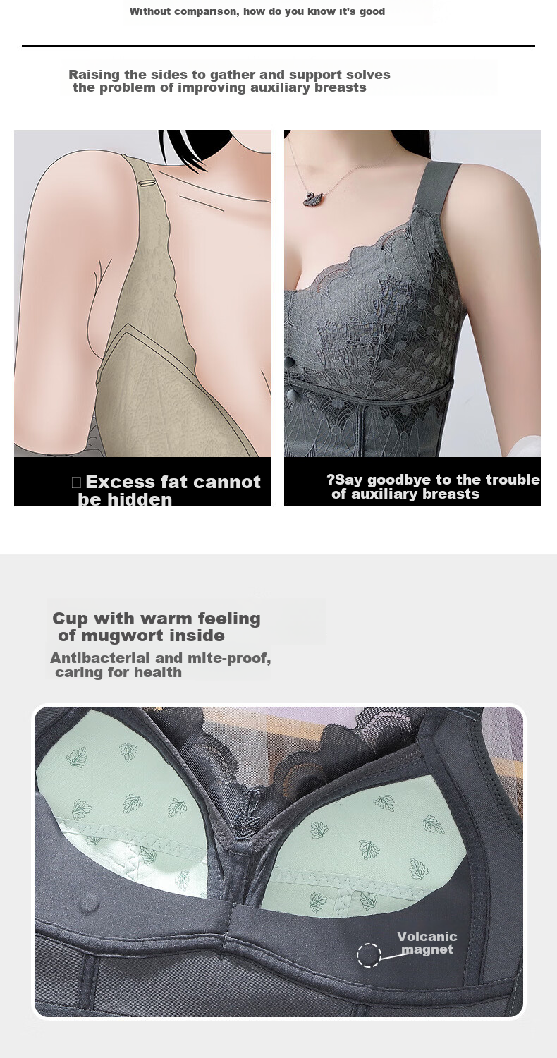 Бюстгальтер LangSha Plus Size, тонкий, push-up, антигравитационный, для женщин с большой грудью, минимизирующий, с боковой поддержкой, темно-зеленый, 100CD