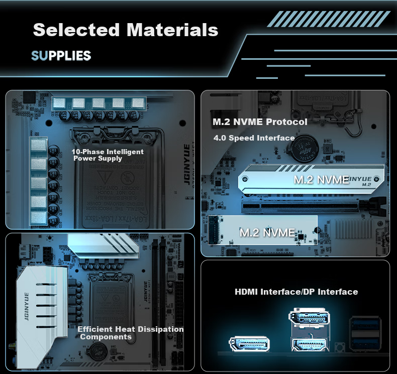 Материнская плата Jingyue B760M-K WIFI, для настольных компьютеров, игровая, DDR4, поддержка процессоров Intel 12-го/13-го/14-го поколений LGA 1700, чипсет B760