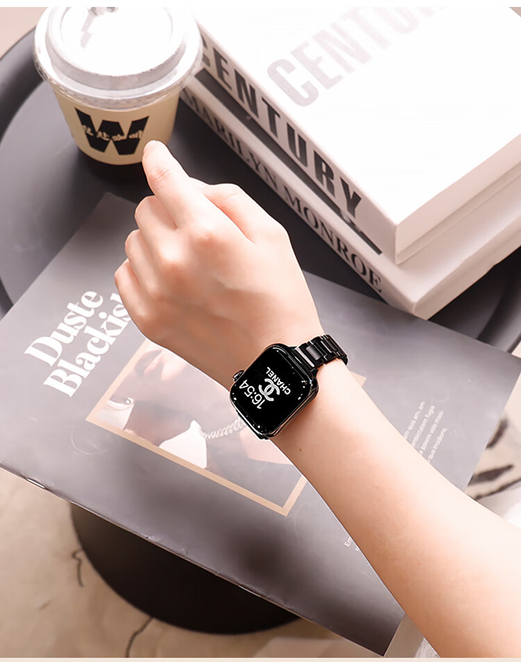 Ремешок MSSM для Apple Watch S11/10/9/8/SE3, синий воздушный шар, лето, нержавеющая сталь, женский ремешок, черный, 42/41/40/38 мм