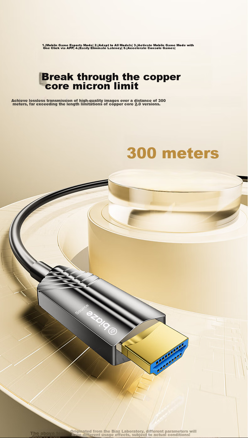 Оптический кабель BIAZE HDMI версии 2.0, 50 метров, для подключения компьютера, телевизора, проектора, домашнего кинотеатра, HX33