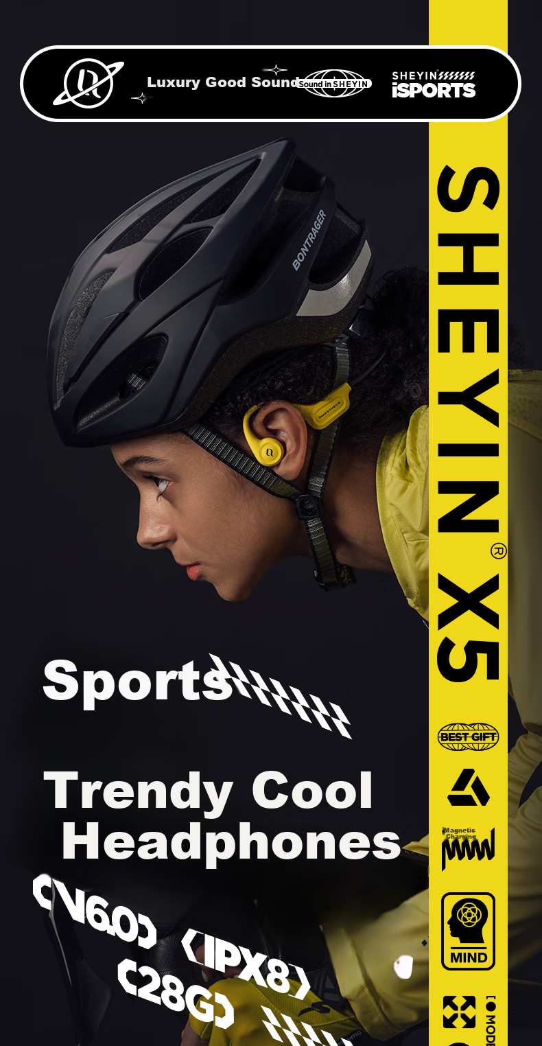 Наушники SHEYIN X5 True Bone Conduction Bluetooth, спортивные, водонепроницаемые IPX8, с микрофоном, 32 ГБ, белый и оранжевый