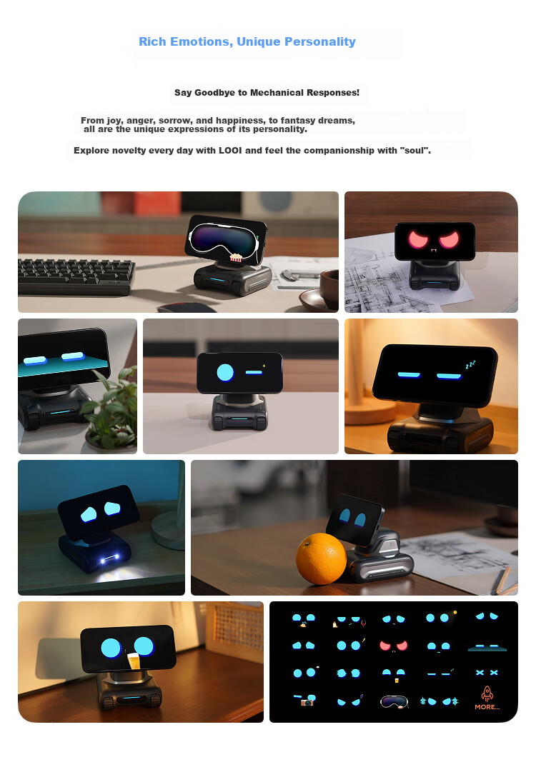 LOOIROBOT LOOI Робот-компаньон, большая языковая модель DeepSeek, голосовой диалог на китайском и английском, визуальное распознавание, беспроводная зарядка MagSafe, робот-компаньон с ИИ [Космический черный]