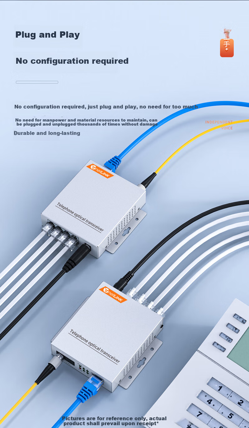 Преобразователь NetLINK HTB-WF2P1E, оптический терминал для 2-канального телефона + 1-канальный PCM-оптический терминал 100 Мбит/с