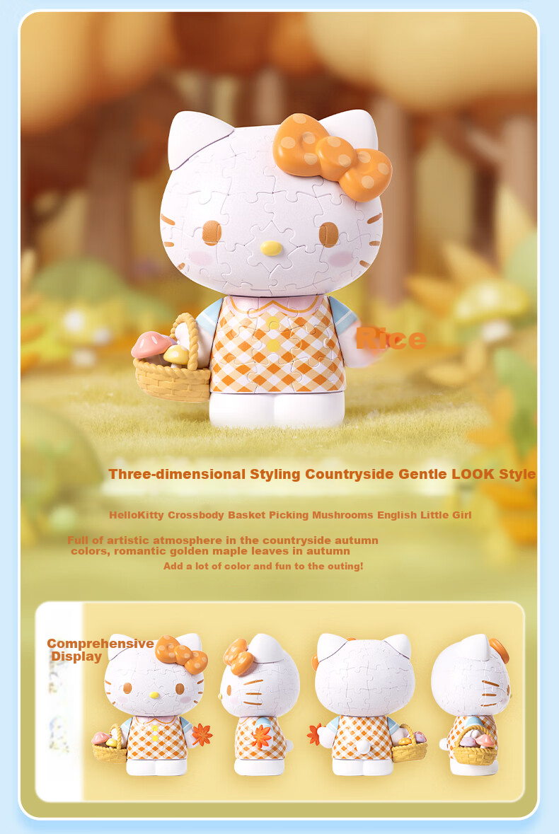 3D-JP Sanrio Hello Kitty Trendy Figurine, 3D Puzzle, Home Decoration, Birthday Gift for Women, Wealth Attraction