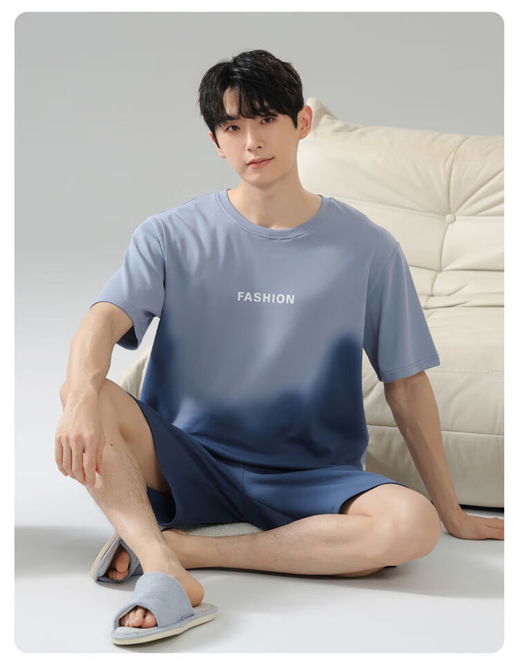 Мужской летний комплект пижамы LangSha, из 100% хлопка, дышащий, антибактериальный, противоаллергенный, свободный крой, для дома и отдыха
