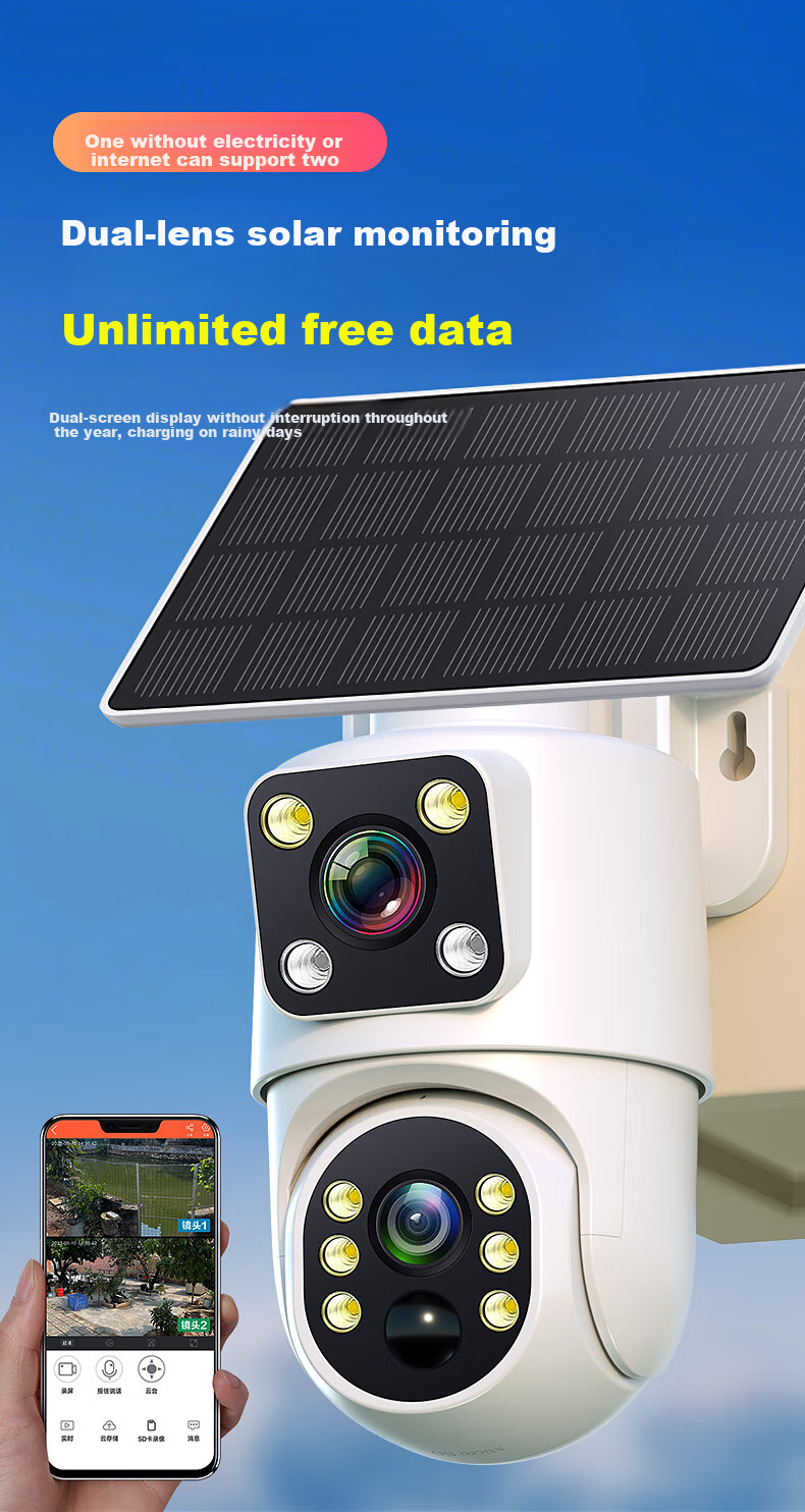 IP-камера Jingshiwei AOV, уличная, 4G, с солнечной панелью, ночным видением, удаленным мониторингом, без слепых зон