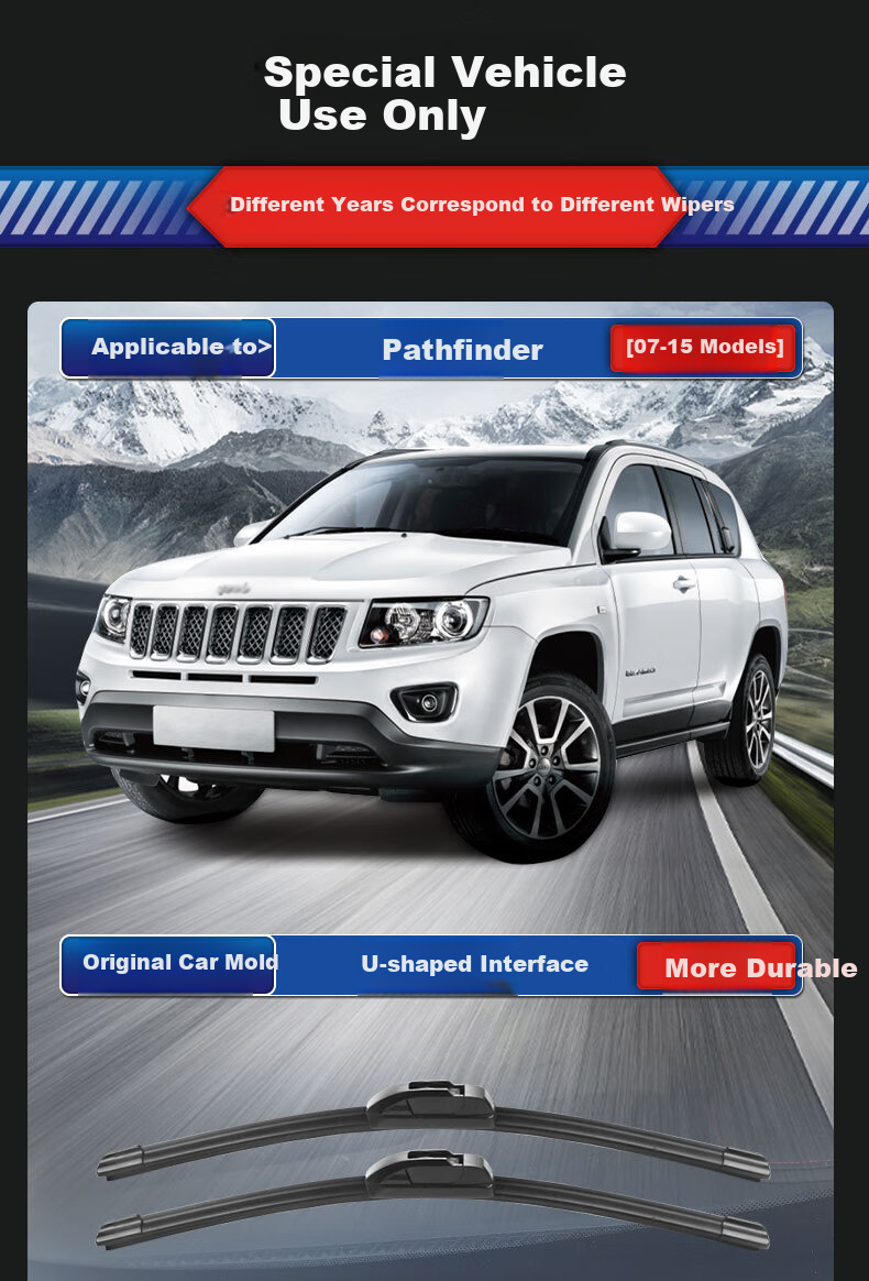 Дворники YITU для Jeep Compass (импортные) 2007-2015, резиновые, 2 шт.