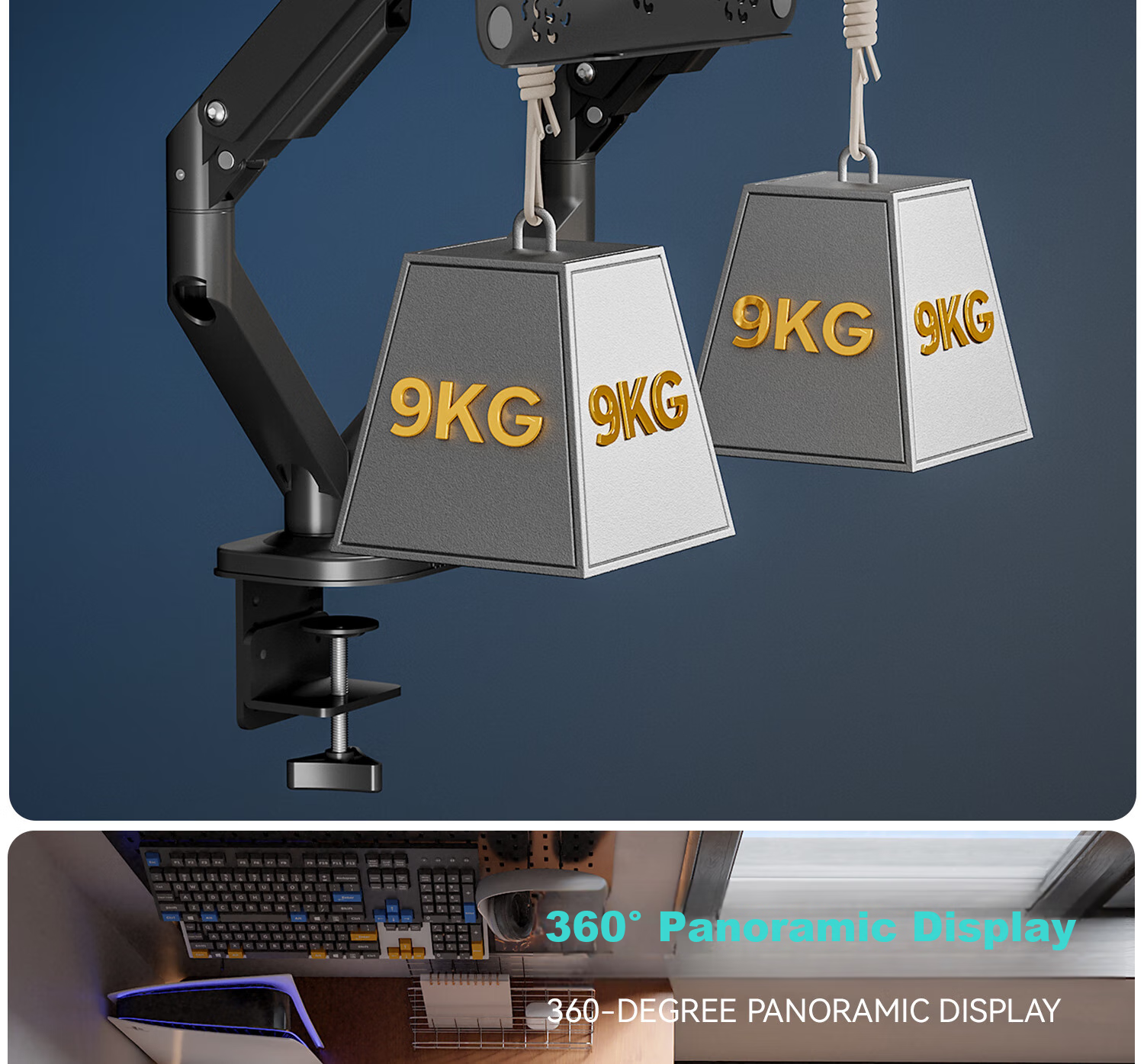 Кронштейн для монитора Kaloc DS200-2-SP18, механический, с двойным кронштейном для ноутбука и монитора, регулируемый по высоте, до 32 дюймов
