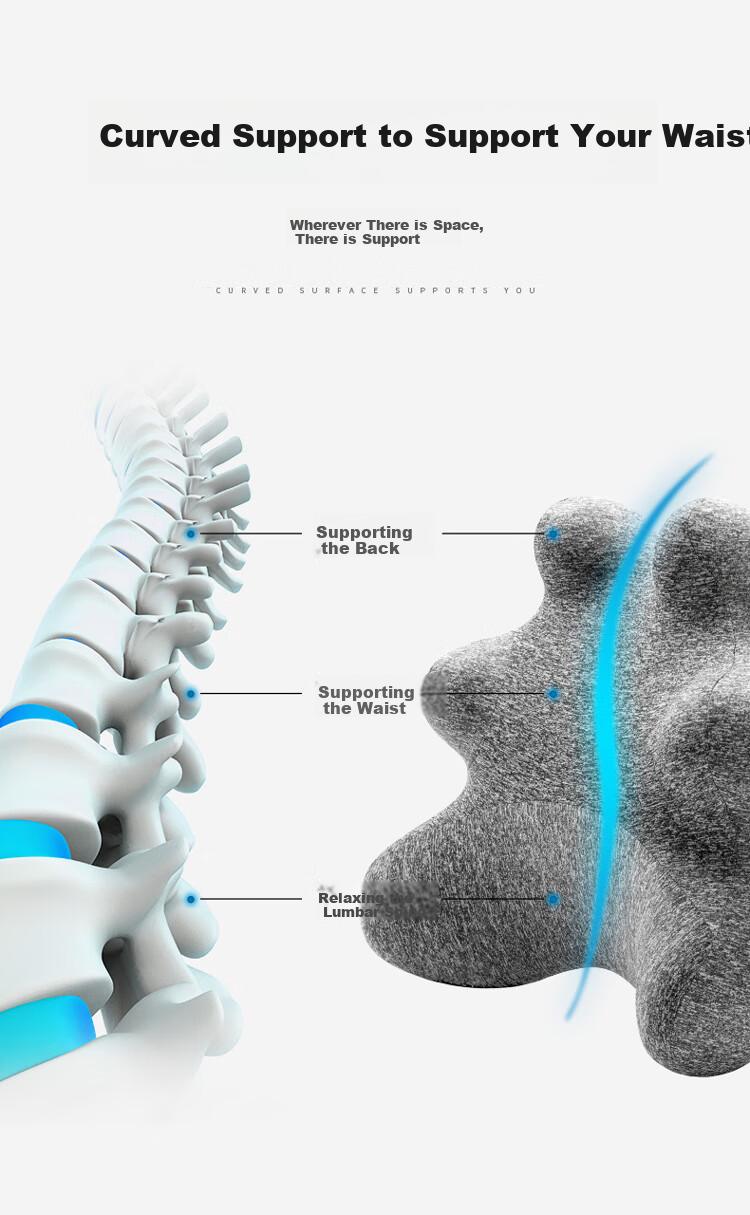 Подушка для спины AiSleep Lumbar Support Pillow, ортопедическая, для офиса и автомобиля, поддержка поясницы, комфорт при длительном сидении