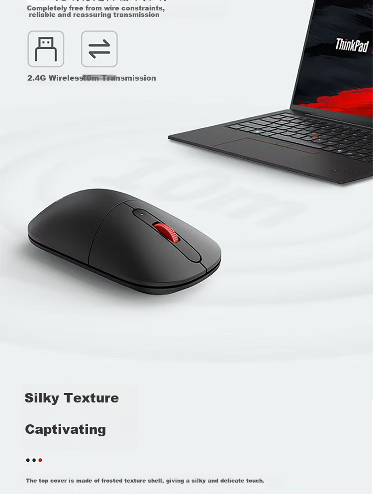 Беспроводная офисная мышь Lenovo Thinkplus M50, черная, 2.4 ГГц