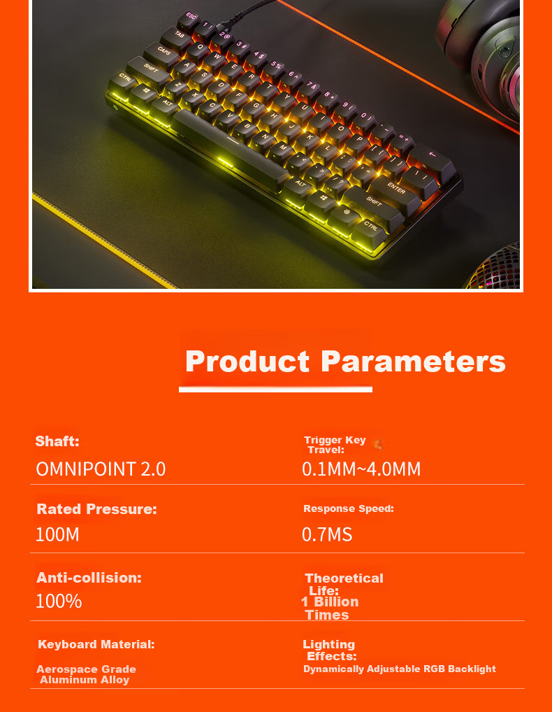 Игровая механическая клавиатура SteelSeries Apex Pro Mini, проводная, 61 клавиша, магнитные переключатели, RGB-подсветка