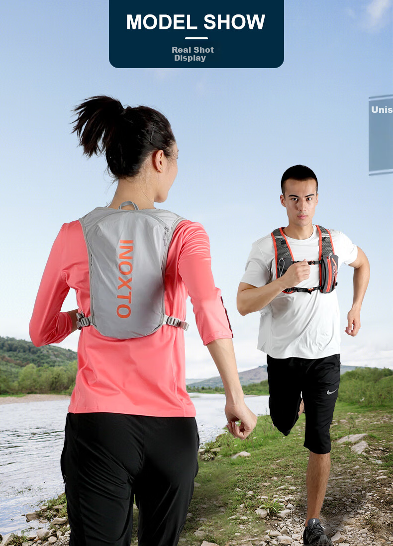 Рюкзак для бега INOXTO Lightweight Breathable Quick-Dry 5L, мужской, серый с темно-синим
