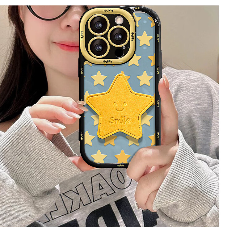 Чехол для iPhone 16 Pro ZiTai, с подставкой и ремешком, противоударный, силиконовый, "Звездная подставка"